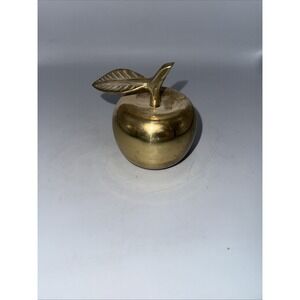 Vintage Solid Brass Apple Bell Teacher's Paperweight Classroom Decor W/PATINA